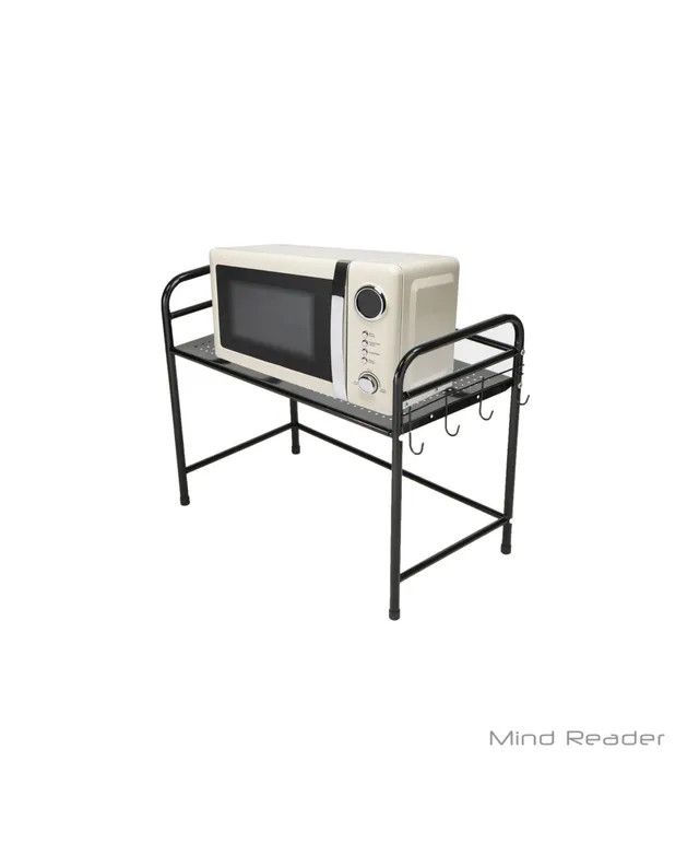 Mind Reader Microwave Shelf Counter Unit with Hooks - Black