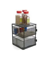 Mind Reader Rotating All Purpose 2 Tier Shelf, Baskets, Drawers with Magnets