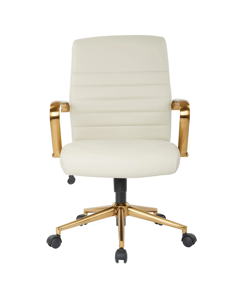 Mid-back Faux Leather Chair with Arms and Base