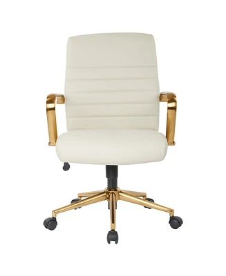 Mid-back Faux Leather Chair with Arms and Base