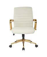 Mid-back Faux Leather Chair with Arms and Base