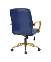 Mid-back Faux Leather Chair with Arms and Base