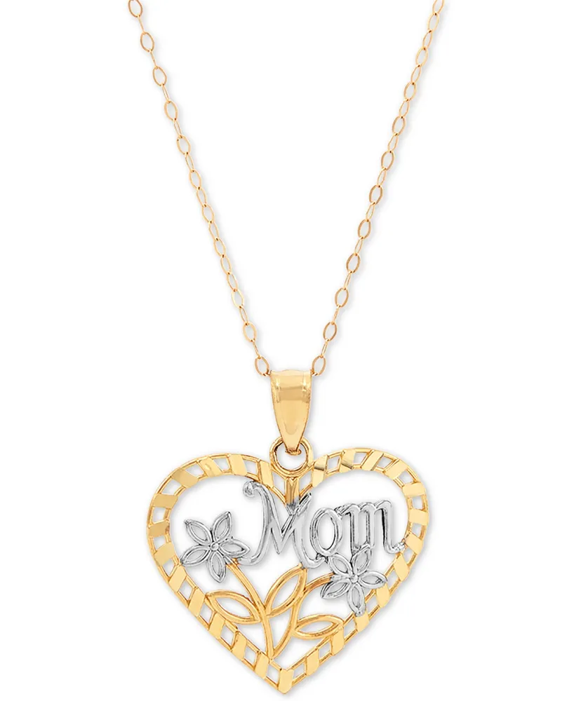 Mom Heart 18" Pendant Necklace in 10k Gold