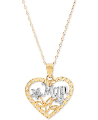 Mom Heart 18" Pendant Necklace in 10k Gold