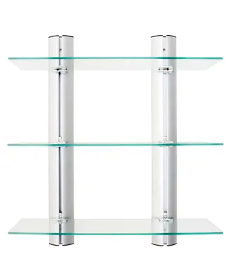 Danya B. Wall-Mount 3-Tier Adjustable Glass Wall Shelves on Aluminum Bars