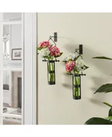 Danya B. Wall Mount Hanging Glass Cylinder Vase Set with Metal Cradle and Hook