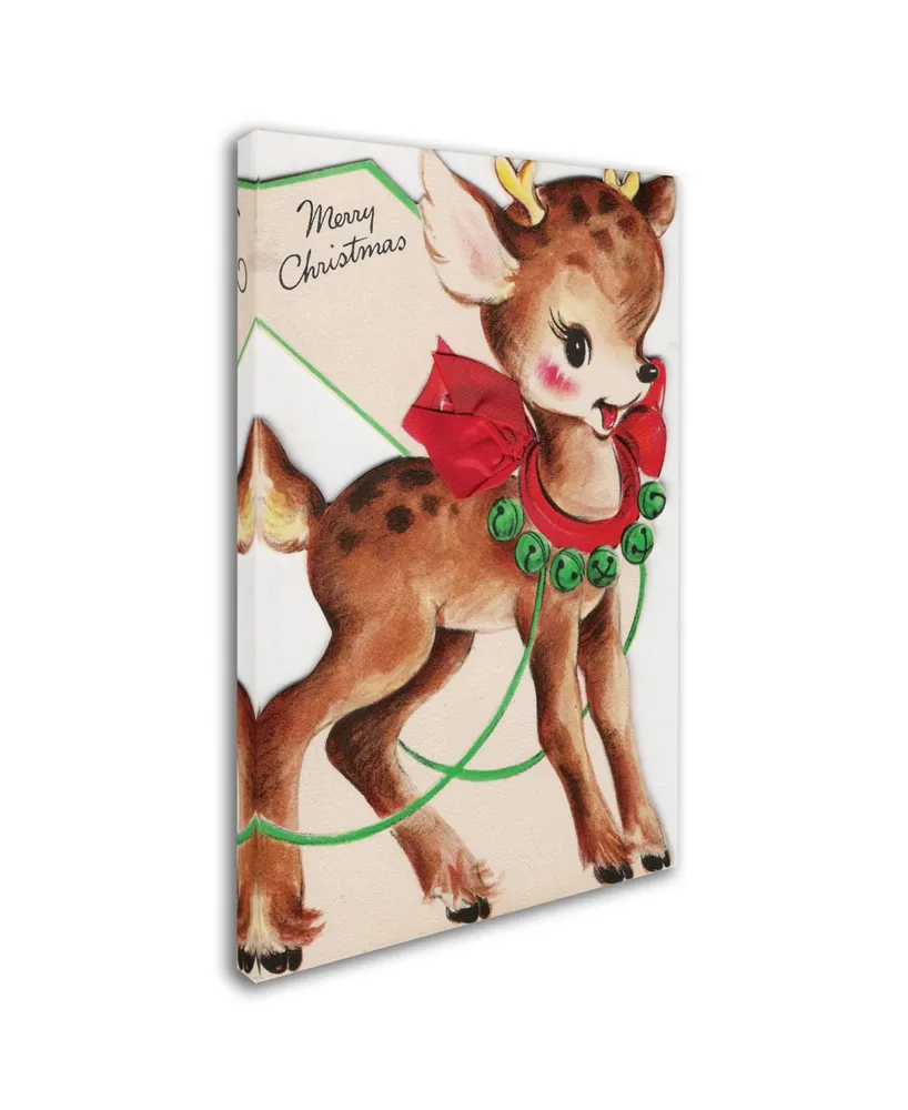 Vintage Apple Collection 'Vintage Xmas Card Deer' Canvas Art - 19" x 12" x 2"