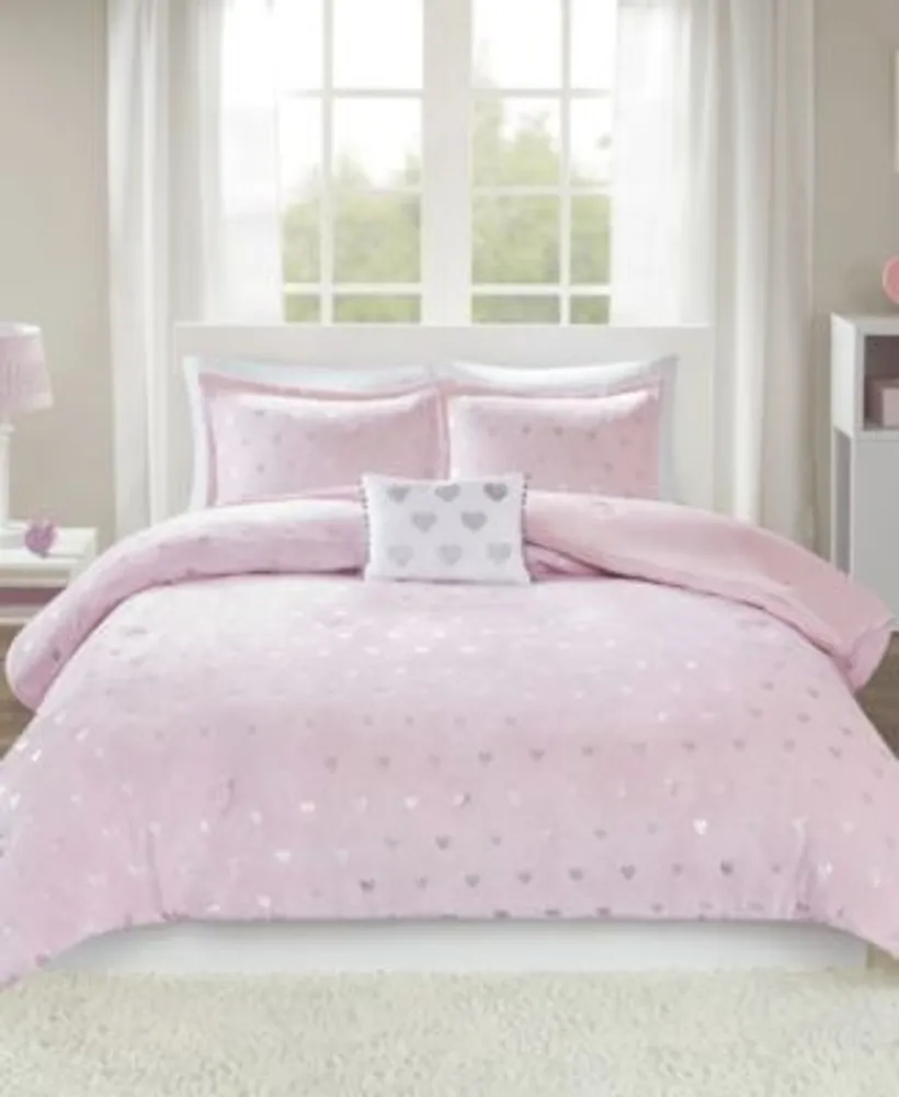 Mi Zone Rosalie Metallic Heart Comforter Sets