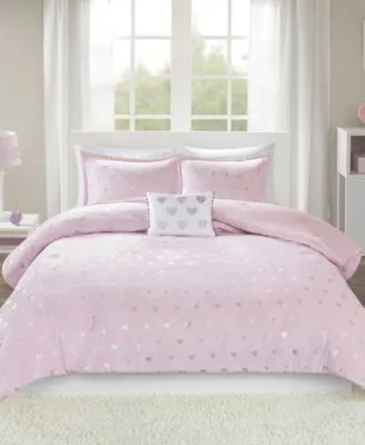 Mi Zone Rosalie Metallic Heart Comforter Sets