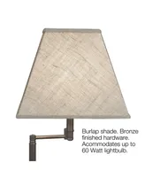 Leick Home Favorite Finds Rustic Slate Tile Chairside Swing Arm Lamp Table with Burlap Shade