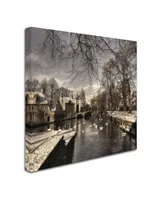 Yvette Depaepe 'Bruges In Christmas Dress' Canvas Art - 18" x 18" x 2"