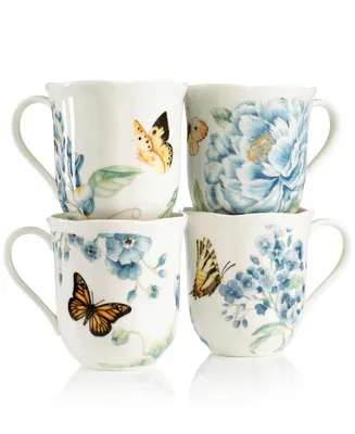 Lenox Set of 4 Butterfly Meadow Blue Assorted Mugs