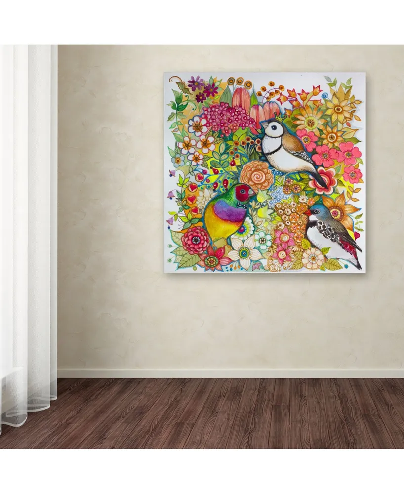 Oxana Ziaka 'Exotic Birds' Canvas Art - 14" x 14" x 2"