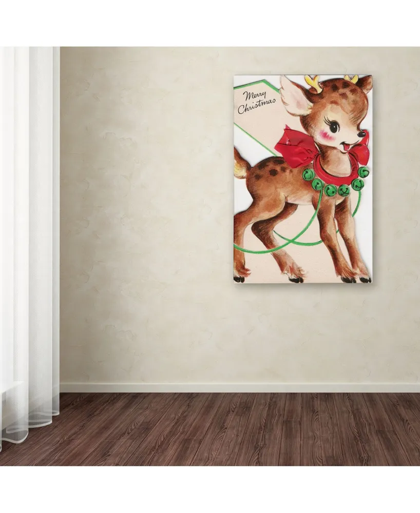 Vintage Apple Collection 'Vintage Xmas Card Deer' Canvas Art - 19" x 12" x 2"