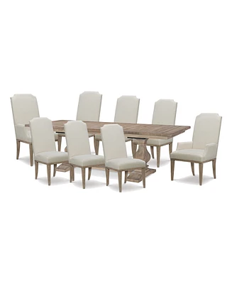 Closeout! Rachael Ray Monteverdi Ii 9-Pc. Dining Set (Rectangular Table, 6 Upholstered Side Chairs & 2 Upholstered Arm Chairs)