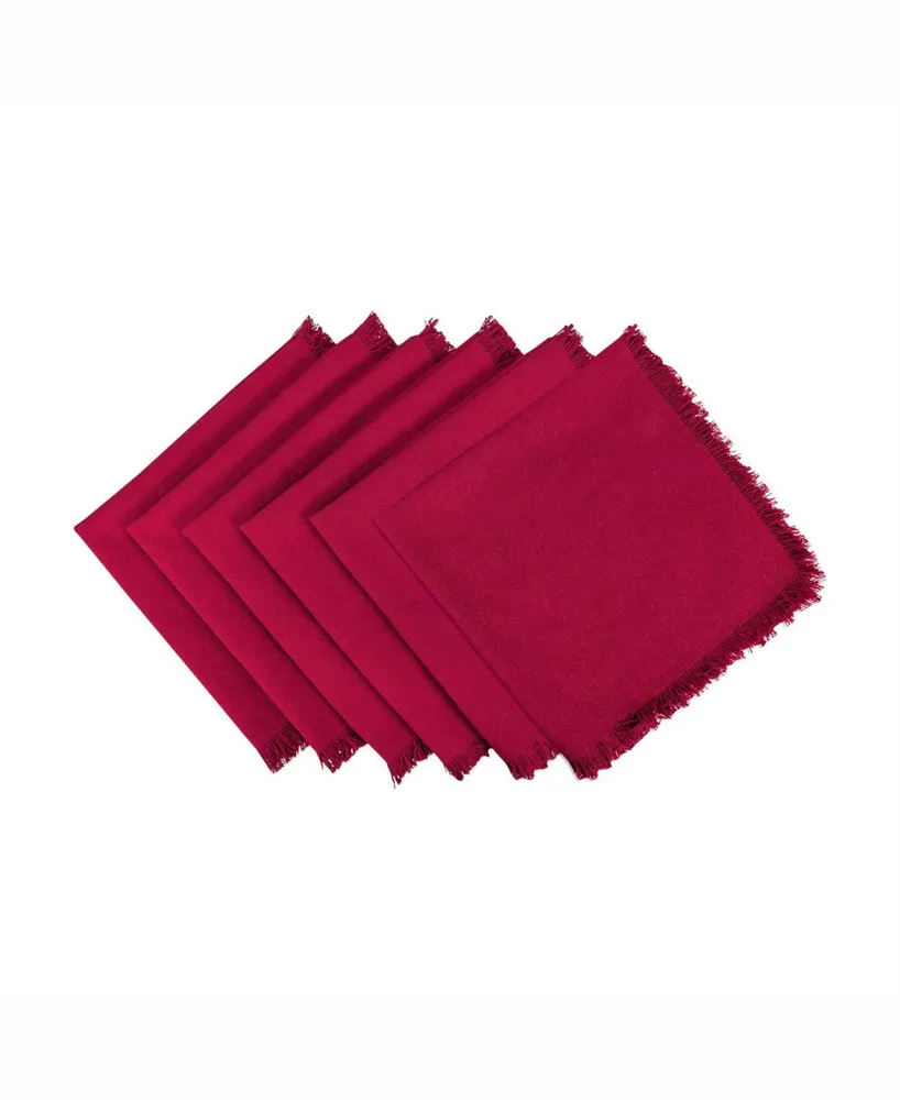 Solid Wine Heavyweight Fringed Napkin Set of 6