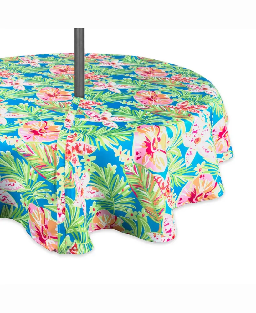 Summer Floral Outdoor Table cloth with Zipper 60" Round