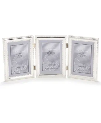 Lawrence Frames Hinged Triple Metal Picture Frame Silver-Plate with Delicate Beading