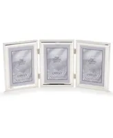 Lawrence Frames Hinged Triple Metal Picture Frame Silver-Plate with Delicate Beading