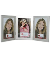 Lawrence Frames Brushed Silver Hinged Triple Metal Picture Frame - 4" x 6"