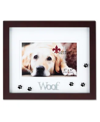 Lawrence Frames Walnut Wood Woof Picture Frame - Matted Shadow Box Dog Frame - 4" x 6"
