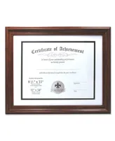 Lawrence Frames Dual Use Walnut 11" x 14" Certificate Picture Frame with Double Bevel Cut Matting For Document - 8.5" x 11"