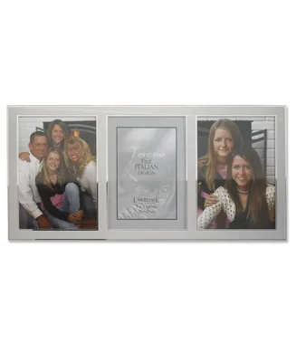 Lawrence Frames Brushed Silver Metal and Shiny Metal Two Tone Hinged Triple Opening Panel - 5" x 7"