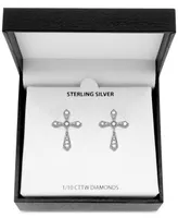 Diamond Cross Stud Earrings (1/10 ct. t.w.) in Sterling Silver