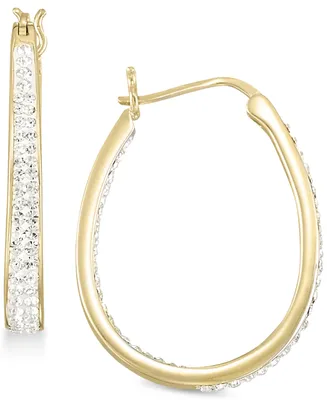 Simone I. Smith Crystal Oval Hoop Earrings 18K Yellow Gold Over Silver or Sterling