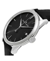 Alexander Watch A911-01, Stainless Steel Case on Black Embossed Genuine Leather Strap