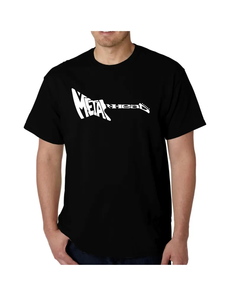 La Pop Art Mens Word T-Shirt - Metal Head Guitar