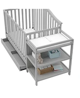 Graco Solano 4-in-1 Convertible Crib & Changer with Drawer - Pebble Gray