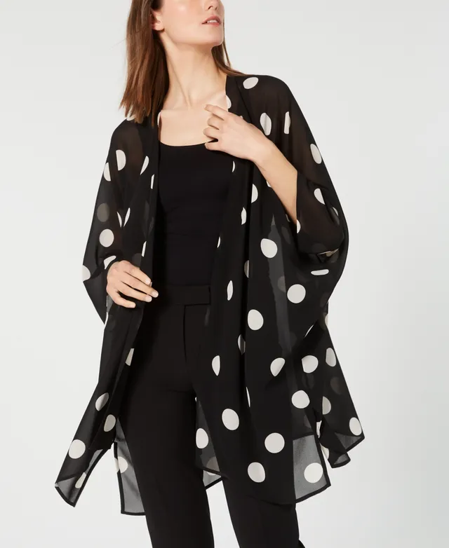 Anne Klein Plus Size Big Dot Chiffon Kimono - Macy's