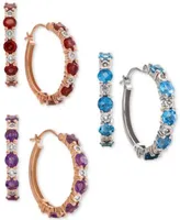 Gemstone Diamond Accent Hoop Earring Collection