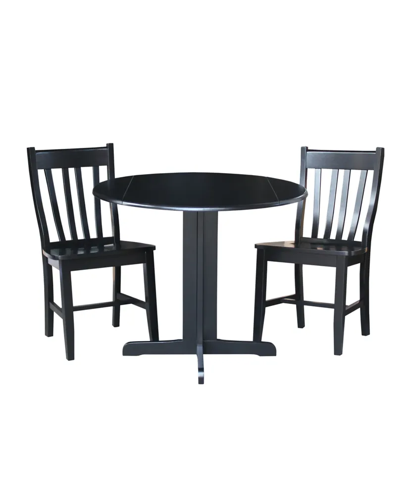 International Concepts 36" Dual Drop Leaf Table With 2 San Remo Chairs