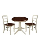 International Concepts 30" Round Top Pedestal Table- With 2 Madrid Chairs