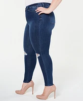 Celebrity Pink Trendy Plus High-Rise Distressed Skinny Ankle Jeans