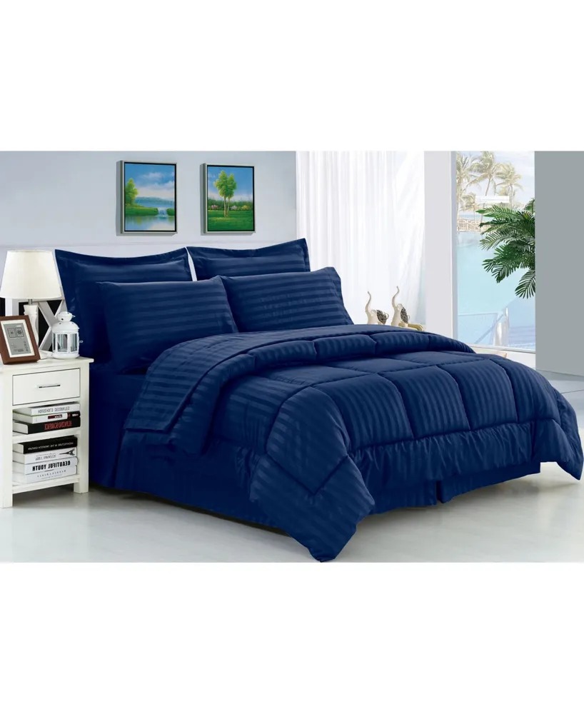 Elegant Comfort Dobby Stripe 8-Pc. Comforter Set, King/California King