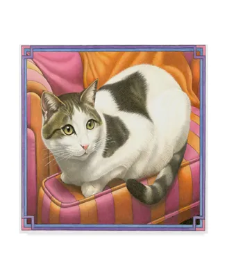 Francien Van Westering 'Cat On Pink Chair' Canvas Art - 24" x 24"