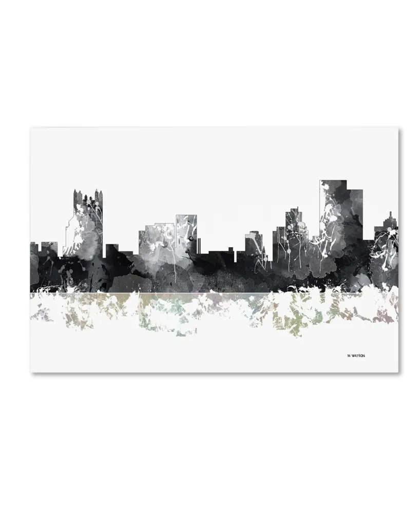 Marlene Watson 'Pittsburgh Pennsylvania Skyline Bg-1' Canvas Art - 30" x 47"