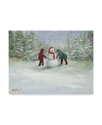 Mary Miller Veazie 'Snowman And Children' Canvas Art - 24" x 32"