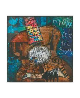 Jennifer Mccully 'Music Feeds The Soul - Guitar' Canvas Art - 35" x 35"