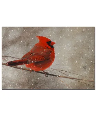 Lois Bryan 'Cardinal in Winter' Canvas Art - 32" x 22"