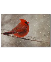 Lois Bryan 'Cardinal in Winter' Canvas Art - 32" x 22"