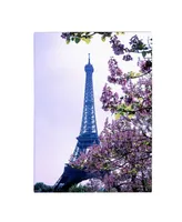 Kathy Yates 'Eiffel Tower with Blossoms' Canvas Art - 24" x 16"