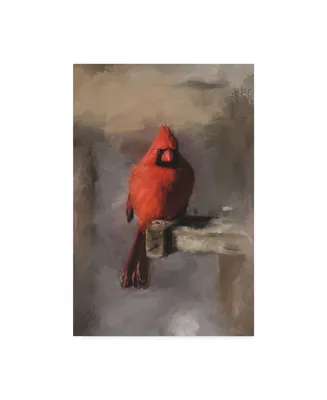 Lois Bryan 'Bright Red Cardinal on a Perch' Canvas Art - 12" x 19"