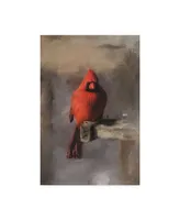 Lois Bryan 'Bright Red Cardinal on a Perch' Canvas Art - 12" x 19"