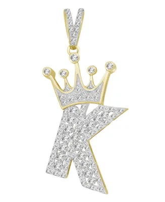 Men's Diamond (3/8 ct.t.w.) Crowned Initial Pendant in 10k Yellow Gold