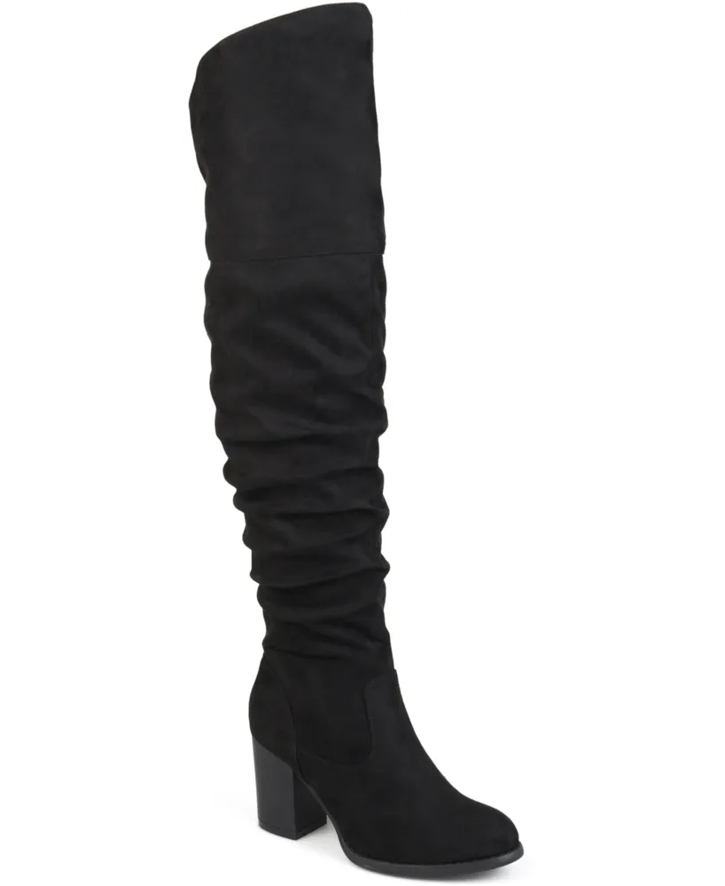 Journee Collection Women's Kaison Wide Calf Stacked Heel Over The Knee Boots