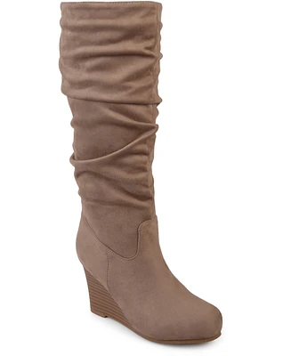 Journee Collection Women's Haze Rouched Knee High Wedge Boots